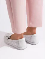 Moderní dámské  mokasíny bílé bez podpatku