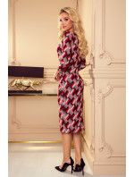 Černo-červené dámské svetříkové šaty se vzorem 59-12
