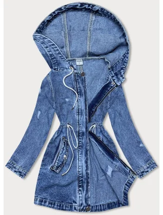 Volná dámská džínová bunda ve světle modré denimové barvě (POP7120-K) Volná dámská džínová bunda ve světle modré denimové barvě (POP7120-K)