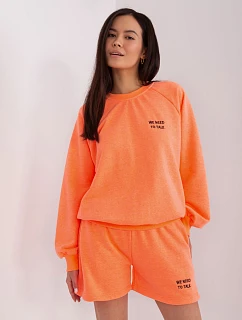 Dámská tepláková souprava s fluo oranžovými šortkami (813)