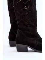 Zazoo 4043 Semišové Černé Boty S Nízkým Podpatkem Prodyšné