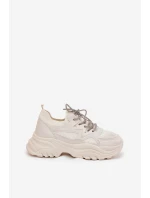 Dámské tenisky na platformě s ozdobným šněrováním béžové Evalianne