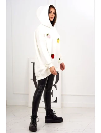 Zateplená mikina s jahodovým motivem ecru Zateplená mikina s jahodovým motivem ecru