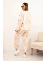 Dámský oversize souprava z viskózy s efektem vyblednutí světle béžová Dámský oversize souprava z viskózy s efektem vyblednutí světle béžová