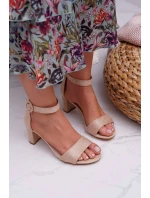 Dámské Sandály Na Podpatku Semišové Béžové Lexi