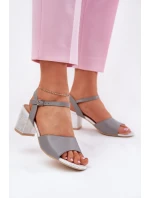Dámské sandály na podpatku Vinceza 20275 šedé