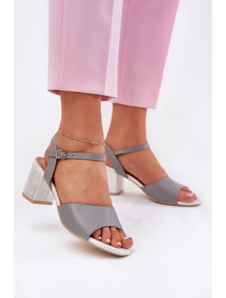 Dámské sandály na podpatku Vinceza 20275 šedé