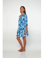 Šaty s potiskem a knoflíky 20449 bílo-modré - Vamp