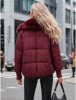 Dámská zimní prošívaná bunda s kožešinou, bordová, FashionStreet TY5817 Dámská zimní prošívaná bunda s kožešinou, bordová, FashionStreet TY5817