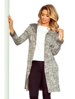 Teplý dámský přehoz s kapucí, kapsami a vzorem "město" model 6376504