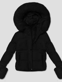 Černá prošívaná dámská zimní bunda s kožešinou J Style (5M3355-392)