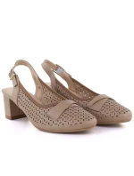 Dámské ažurové lodičky s páskem béžové barvy Jezzi ASA212-8