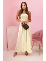 Dámské viskózové šaty s elastickým topem žlutý