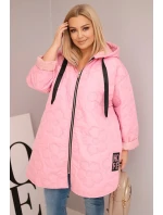 Dámská bunda Plus Size prošívaná s kapucí a nápisem HOPE cukrová růžová Dámská bunda Plus Size prošívaná s kapucí a nápisem HOPE cukrová růžová