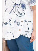 Dámská bavlněná halenka Plus Size s krátkým rukávem a kapsou bílá Dámská bavlněná halenka Plus Size s krátkým rukávem a kapsou bílá