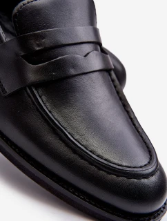Mužské kožené polobotky Loafersy Zazoo 1570/1 Černé