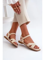 Dámské Ploché Sandály Z Ekokože S.Barski KV27-003 Beige Dámské Ploché Sandály Z Ekokože S.Barski KV27-003 Beige