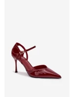 Lakované lodičky s páskem bordové Tarilin