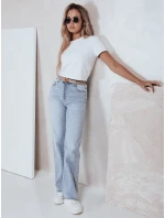 Dámské džíny s vysokým pasem a širokými nohavicemi světle modré FashionStreet UY2786 Dámské džíny s vysokým pasem a širokými nohavicemi světle modré FashionStreet UY2786