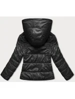 Krátká černá dámská bunda s kapucí (B8187-1) Krátká černá dámská bunda s kapucí (B8187-1)