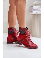 Kožené Zateplené Boty Dámské Na Plochém Podpatku Maciejka 06106-08 Červené Kožené Zateplené Boty Dámské Na Plochém Podpatku Maciejka 06106-08 Červené