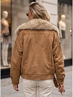 Dámská zimní bunda s kožešinovým límcem v barvě kamelové, FashionStreet TY5702 Dámská zimní bunda s kožešinovým límcem v barvě kamelové, FashionStreet TY5702