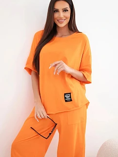 Bavlněný komplet halenka + kalhoty pomeranč