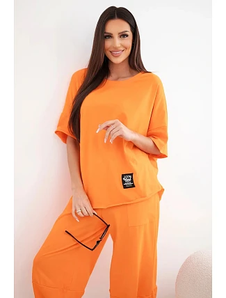 Bavlněný komplet halenka + kalhoty pomeranč Bavlněný komplet halenka + kalhoty pomeranč