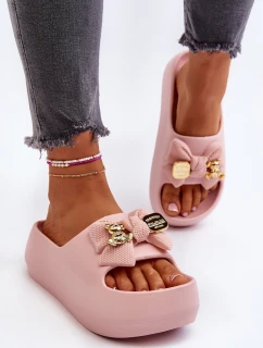 Dámské žabky s mašlí Růžové Salessa