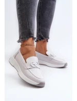 Dámské Kožené Mokasíny Na Platformě Světle Šedé S.Barski LR490