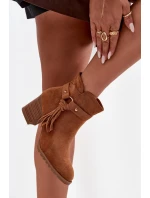 Dámské kotníkové boty na sloupku s třásněmi Camel Rosabella