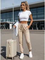 Dámské světle broskvové velurové tepláky FashionStreet UY2840