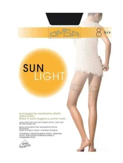 Dámské samodržící punčochy Omsa Sun Light 8 den