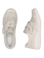 Dámská pohodlná béžovo-zlatá polobotka Rieker na suchý zip 59552-62