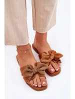 Ploché Dámské Pantofle S Mašlí Camel Tobin