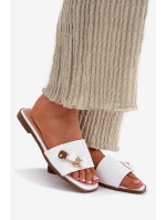 Dámské Pantofle Na Plochém Podpatku S Mašlí Bílé Sallariela Dámské Pantofle Na Plochém Podpatku S Mašlí Bílé Sallariela