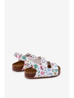 Dětské sandály na korkové podrážce s přezkami ovoce bílé Thessa