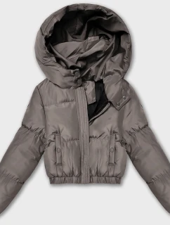 Šedobéžová krátká zimní bunda typu puffer J Style (5M3260-105)