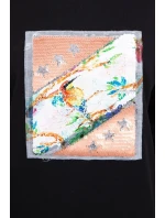 Halenka s 3D grafikou ptáka černá Halenka s 3D grafikou ptáka černá