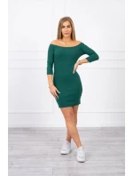 Pruhované vypasované šaty tmavě zelené