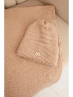 Dámská souprava s čepicí a šálou z měkké pleteniny béžová Dámská souprava s čepicí a šálou z měkké pleteniny béžová