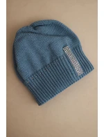 Dámská zimní čepice z vlny s cyrkony K453 jeansová