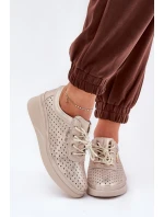 Dámské Kožené Sportovní Tenisky Zlaté Brumia