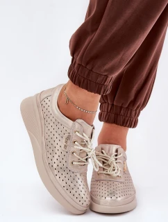 Dámské Kožené Sportovní Tenisky Zlaté Brumia