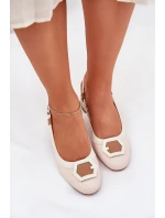 Kožené Elegantní Dámské Sandály Na Podpatku D&A CR51-569 Béžové