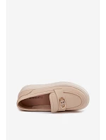 Kožené dámské mokasiny na platformě Vinceza Béžové