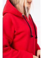 Šaty s kapucí a rozparkem na boku červené