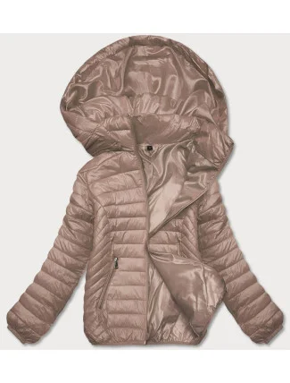 Prošívaná béžová dámská bunda s kapucí (B0124-46)