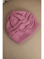 Dámská zimní čepice z vlny s ozdobným vzorem K429 světle fialová