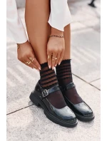 Lakované Dámské Polobotky S Páskem Černé Vinceza 62179